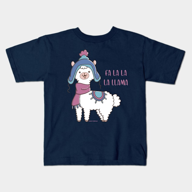 Cute and funny llama Kids T-Shirt by Sugar Bubbles 